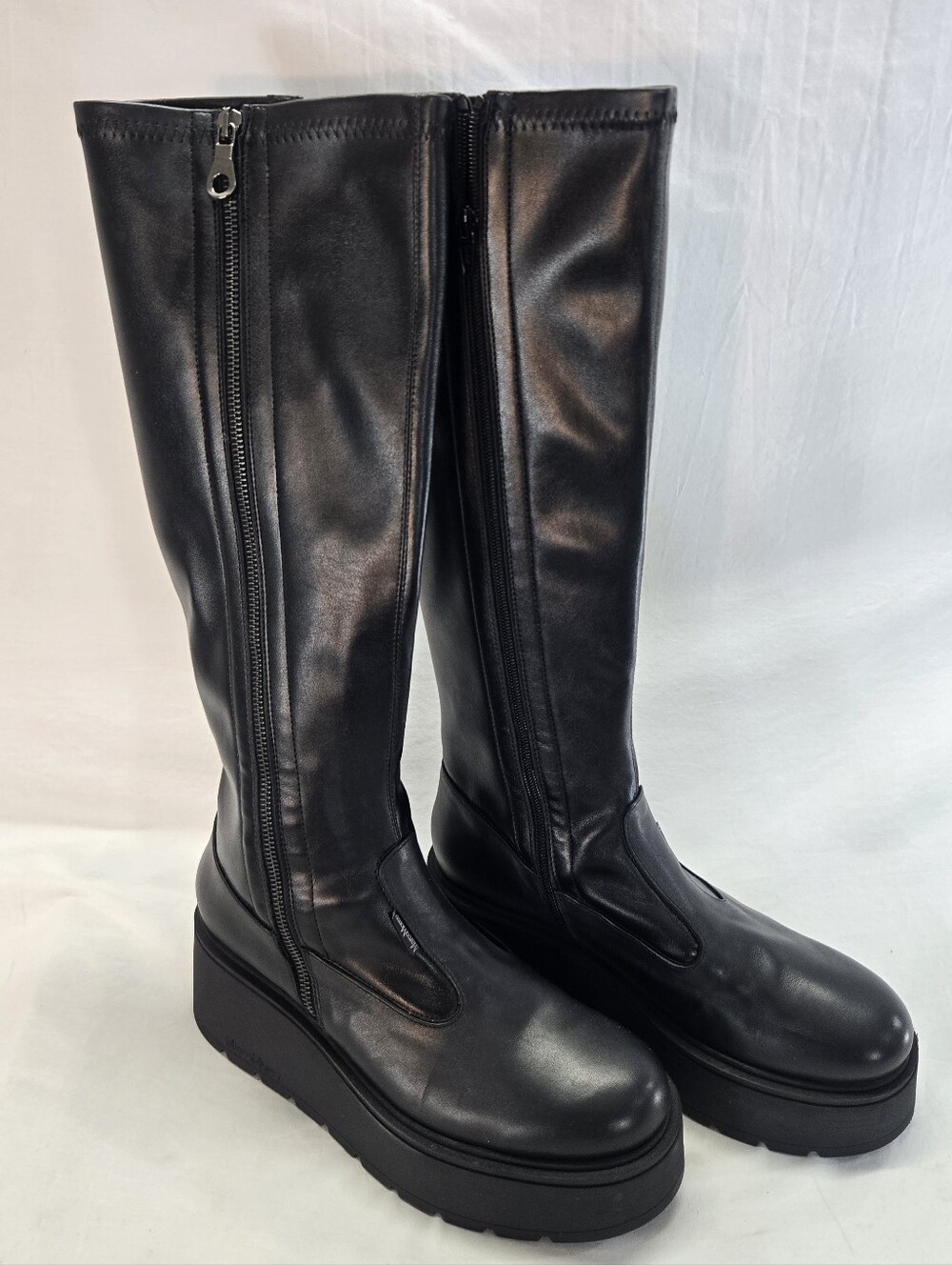 Marco Moreo Italy Women's 42 Black Leather Platform Boots New